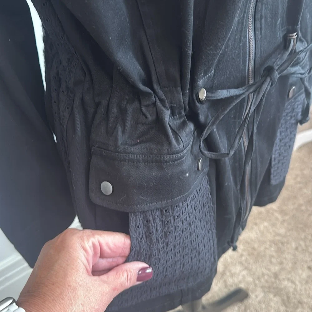 Black Utility Jacket Cotton Eyelet‎ - Picture 5 of 11